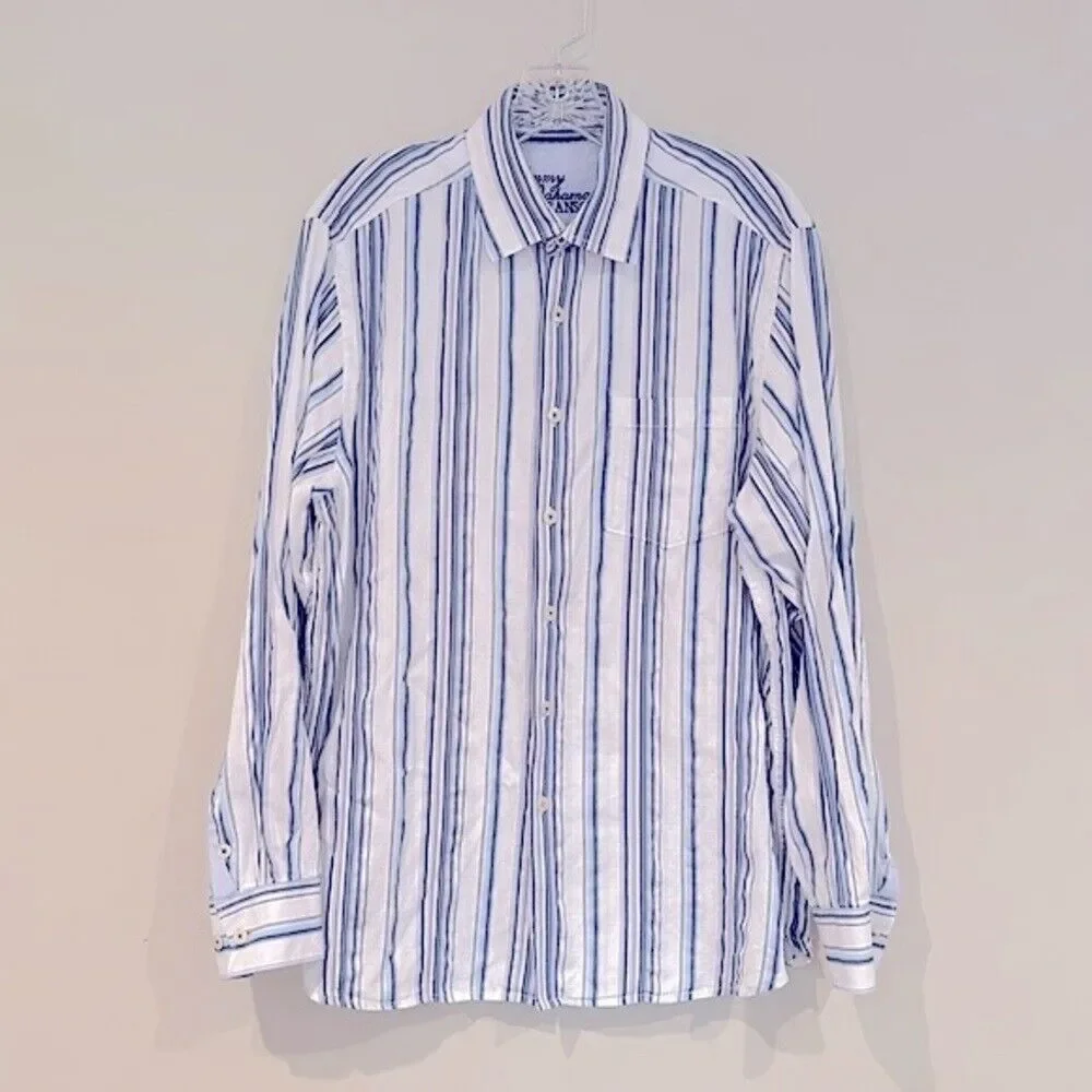 Tommy Bahama Jeans Men's Long Sleeve Cotton Button Down Striped Size Medium - Picture 5 of 6